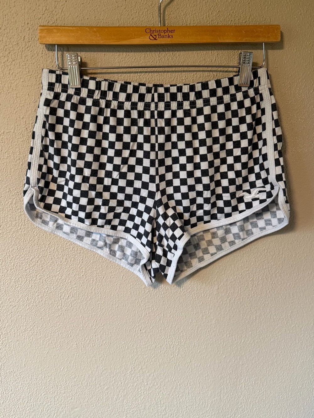Hollister Checkered Dolphin Shorts Size Small Black & White